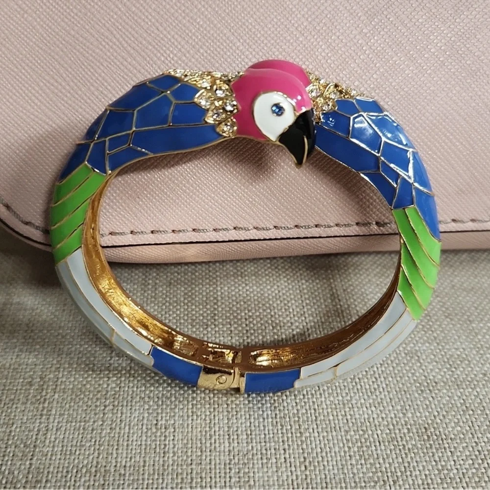 Tropical Parrot Enamel Hinged Bangle Bracelet Colorful Statement (BR1212/5)